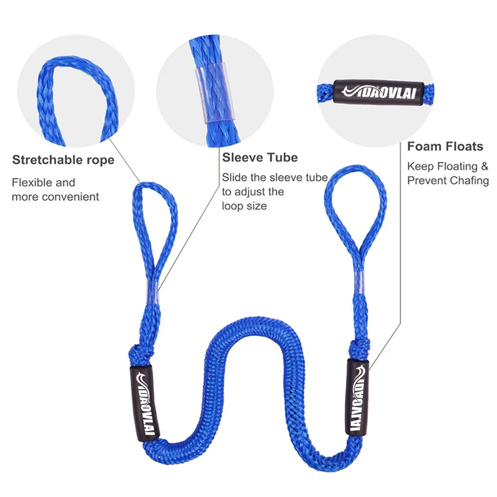 Bungee Dock Lines — 6ft, 2200 lb, Stainless Hooks (2-Pack)
