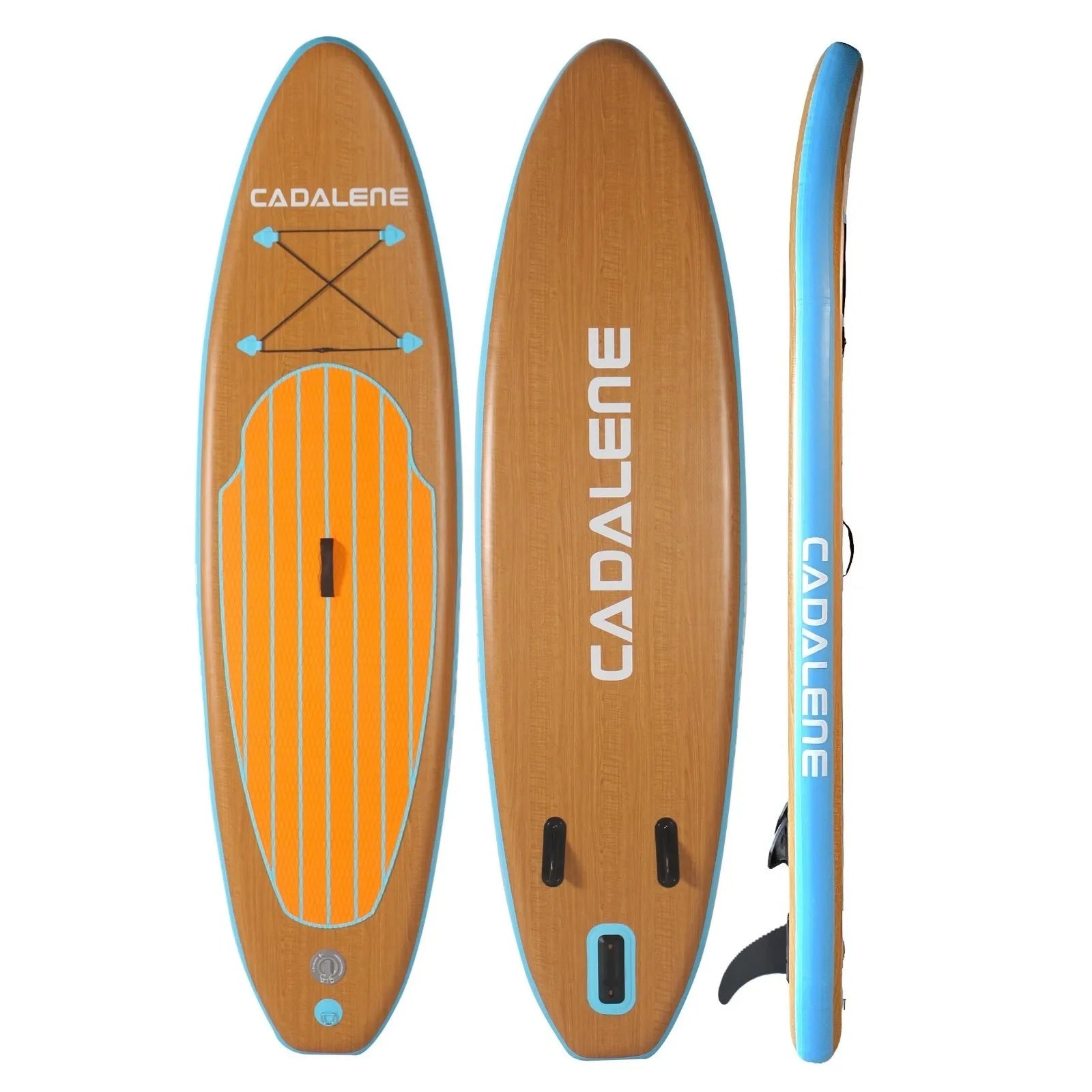 Wood-Grain Inflatable Stand-Up Paddle Board (SUP) — Complete Kit