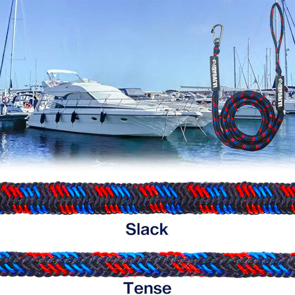 Bungee Dock Lines — 6ft, 2200 lb, Stainless Hooks (2-Pack)