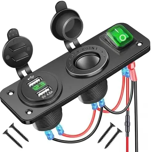 12V Marine Power Panel — Dual USB, Voltmeter & Socket