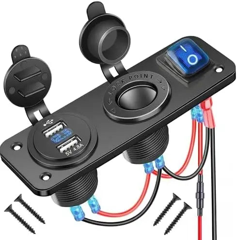 12V Marine Power Panel — Dual USB, Voltmeter & Socket