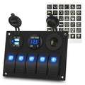 IP65 Marine Switch Panel — 5-Gang, USB & Voltmeter