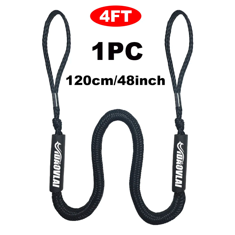 Bungee Dock Lines — 6ft, 2200 lb, Stainless Hooks (2-Pack)