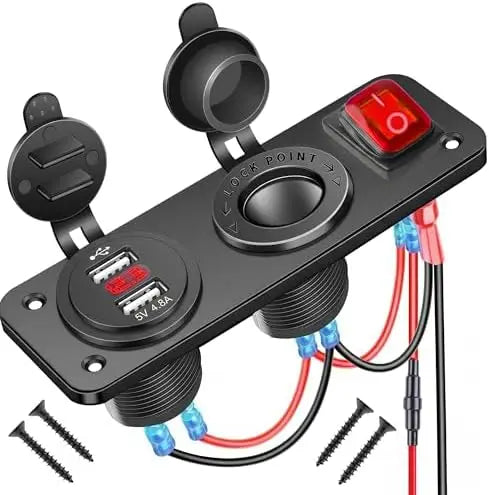 12V Marine Power Panel — Dual USB, Voltmeter & Socket
