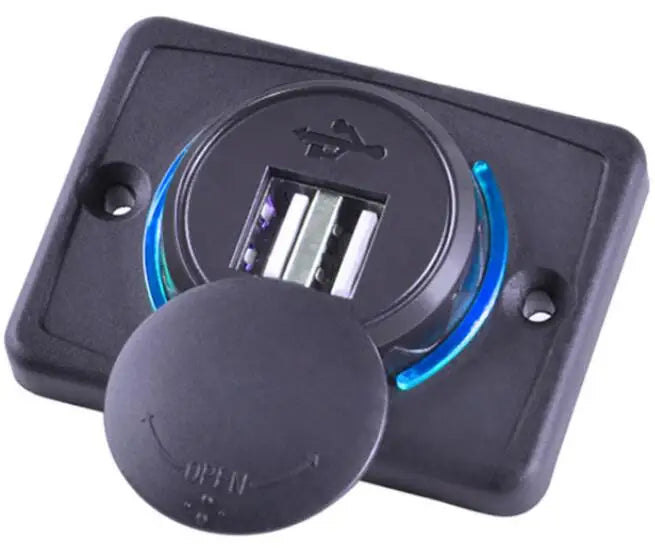 12V Dual USB Charging Socket — Flush Panel Mount